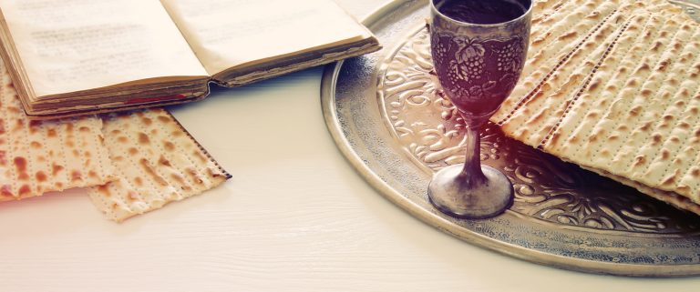 Bread and wine of communion from the Last Supper Passover seder