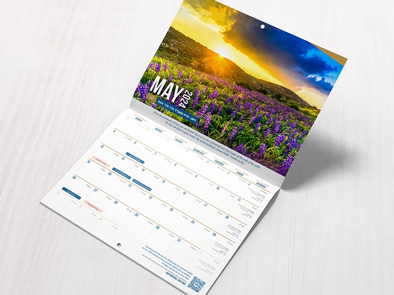 Wall Calendar 2024 - Pray for Israel, Jewish holidays, biblical calendar