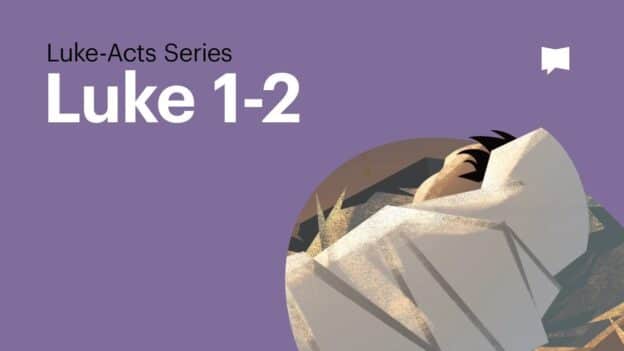 Cover art for Luke-Acts Series: Luke 1-2 on a purple background with an abstract rock illustration.