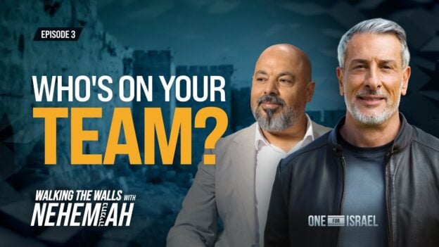 Promo thumbnail for Episode 3: 'Who’s on your team?' featuring two men in the foreground and 'Walking the Walls with Nehemiah' branding in the corner.